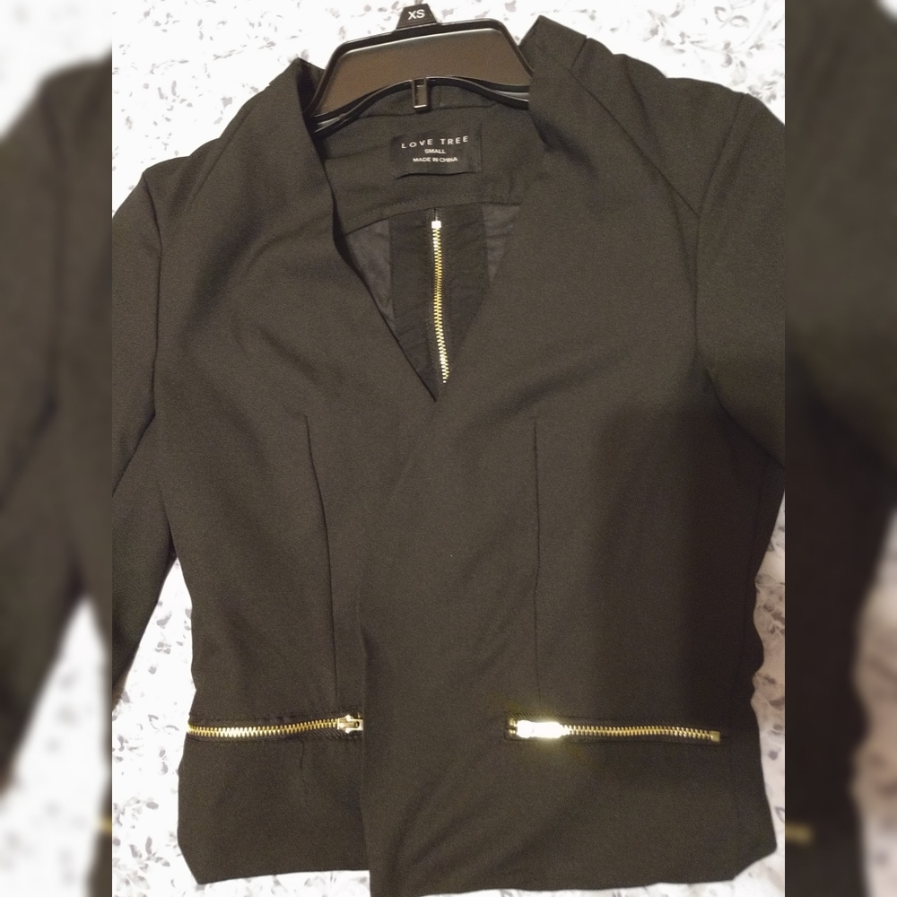 Women's Black and Gold Blazer